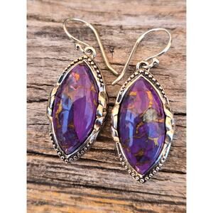 Vintage Sterling Silver Purple Mojave French Wire Dangle Earrings